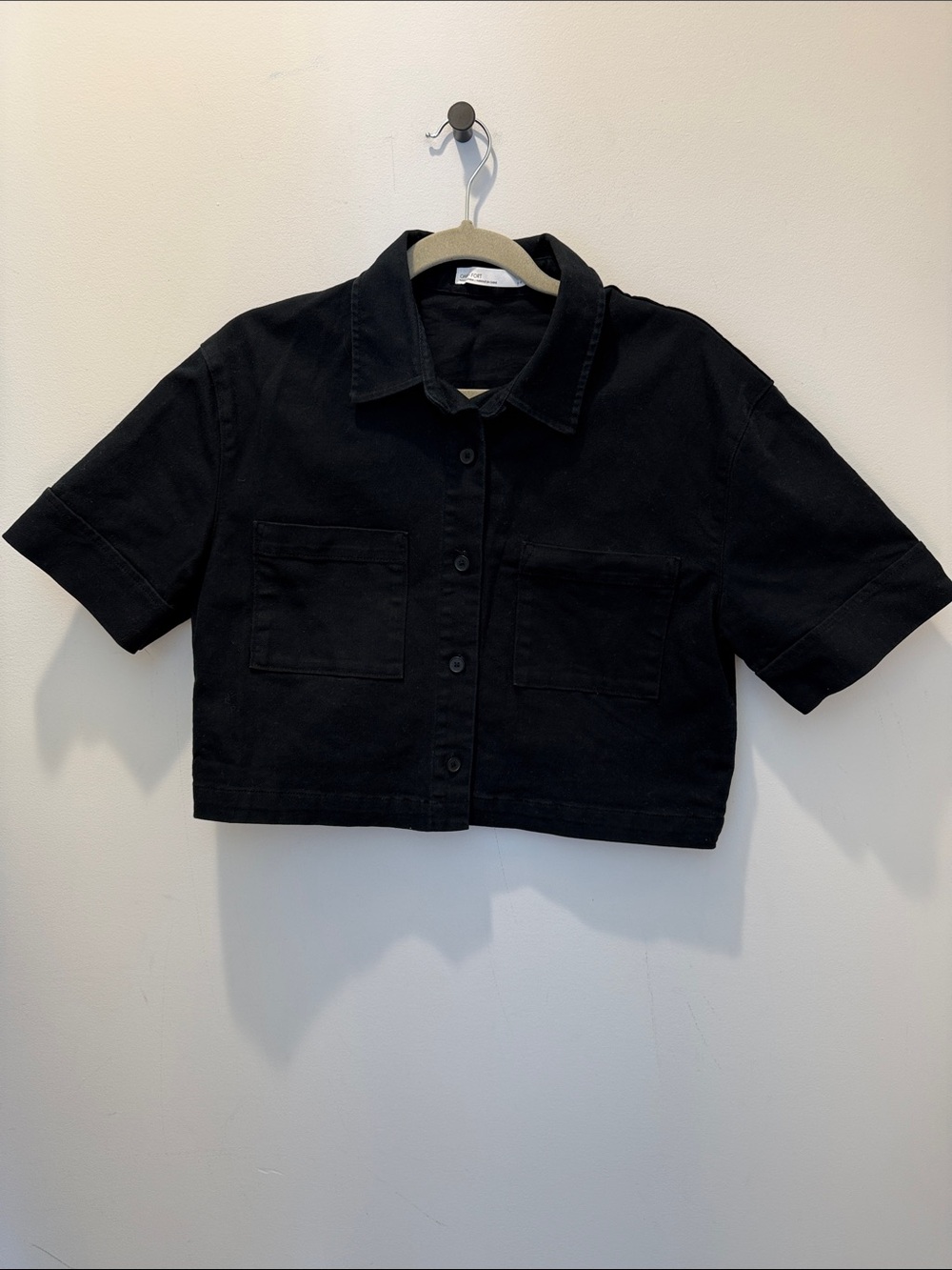 Oak + Fort small boxy cropped cotton button up top